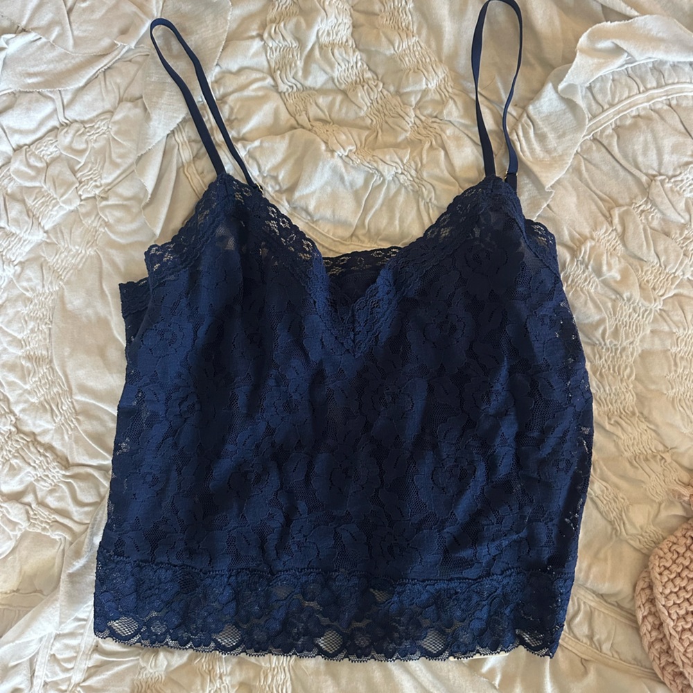 NWT Anthropologie navy lace under shirt tank